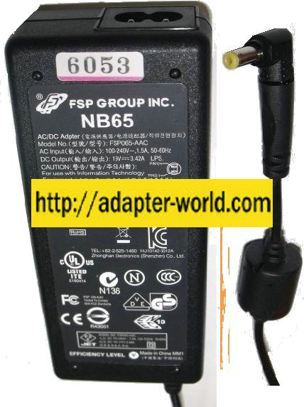 FSP NB65 FSP065-AAC AC ADAPTER 19V DC 3.42A IBM LAPTOP POWER SUP